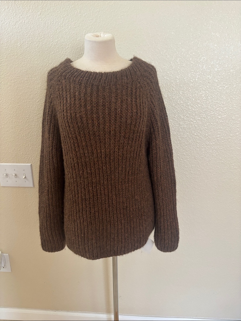 Cozy hand made Ribbed Brown Women's Sweater